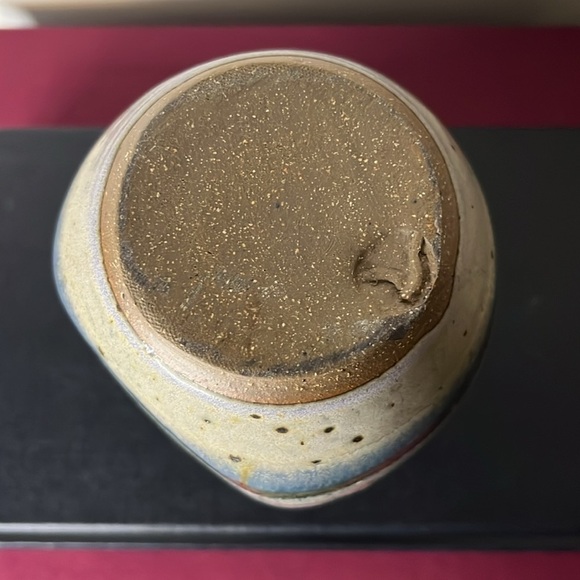 Handmade Studio Art Pottery Hanging Planter Wall Pocket Stoneware Vase Stamped - Picture 8 of 8